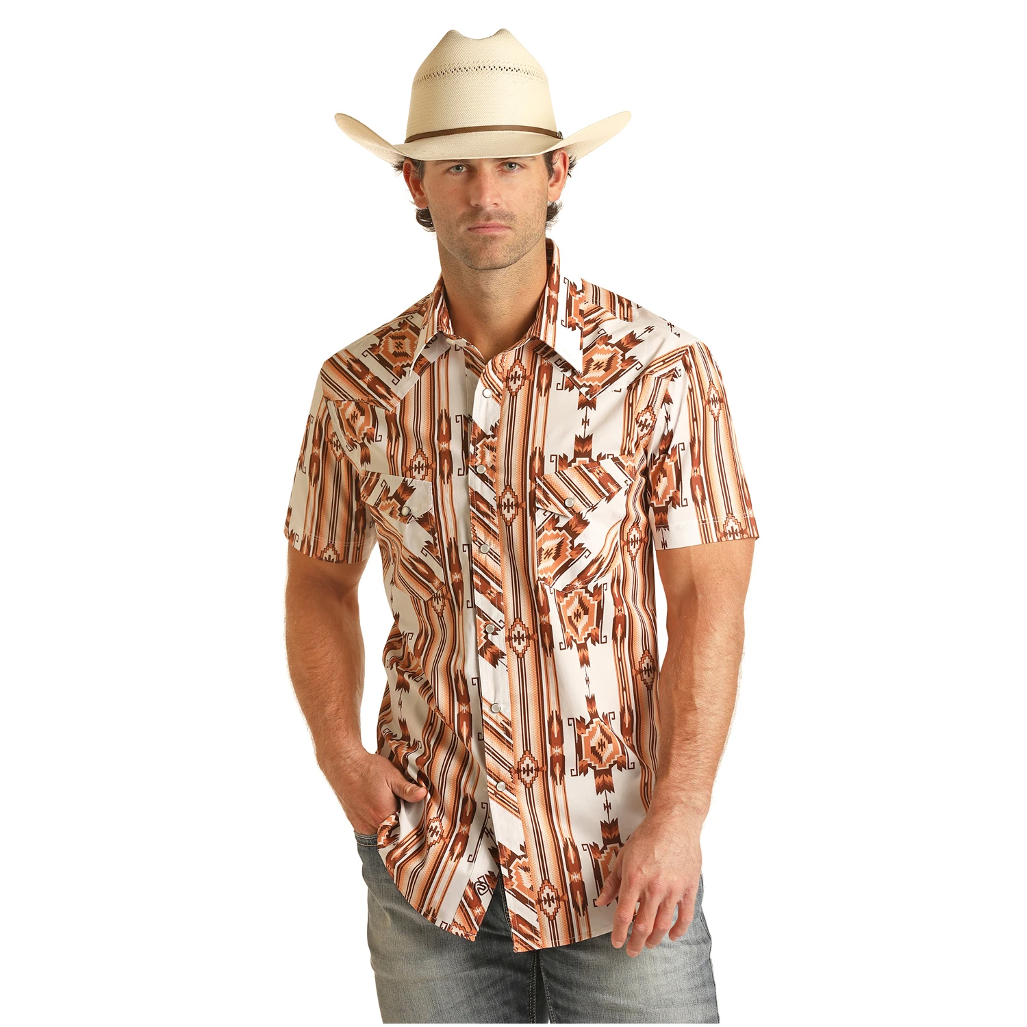 Rock & Roll Cowboy® Men's Digital Aztec Snap Down Shirt RRMS1SRZ7S-12 3 Rock & Roll Cowboy® Men's Digital Aztec Snap Down Shirt RRMS1SRZ7S-12