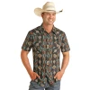 Rock & Roll Cowboy Men's Caribbean Aztec Short Sleeve Snap Shirt RRMS1SRZ7T-83 1 Rock & Roll Cowboy Men's Caribbean Aztec Short Sleeve Snap Shirt RRMS1SRZ7T-83 -WesternWearWonder 132132132131