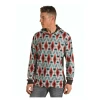 Rock & Roll Denim Men's Aztec Print Red & Turquoise Hoodie P8H1533 -WesternWearWonder 1533 front