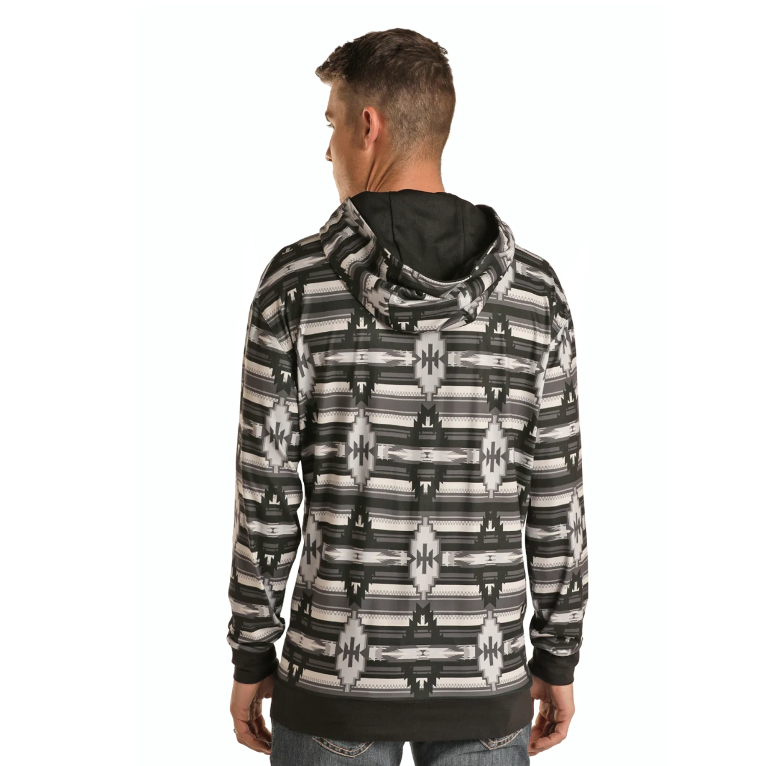 Rock & Roll Denim Men's Aztec Grey Hoodie P8H1534 4 Rock & Roll Denim Men's Aztec Grey Hoodie P8H1534 - Image 2