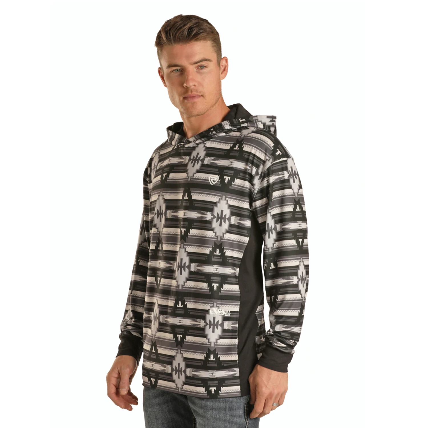 Rock & Roll Denim Men's Aztec Grey Hoodie P8H1534 3 Rock & Roll Denim Men's Aztec Grey Hoodie P8H1534
