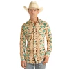 Rock & Roll Denim Long Sleeve Aztec Print Brown Snap Shirt B2S3323 -WesternWearWonder 3323