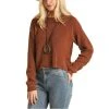 Rock & Roll Cowgirl Ladies Side Slit Brown Knit Sweater 46-1181-24 -WesternWearWonder 46 1181 A