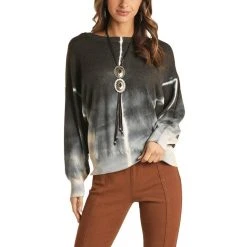 Rock & Roll Cowgirl Ladies Bat Wing Tie Dye Sweater 46-1184-41