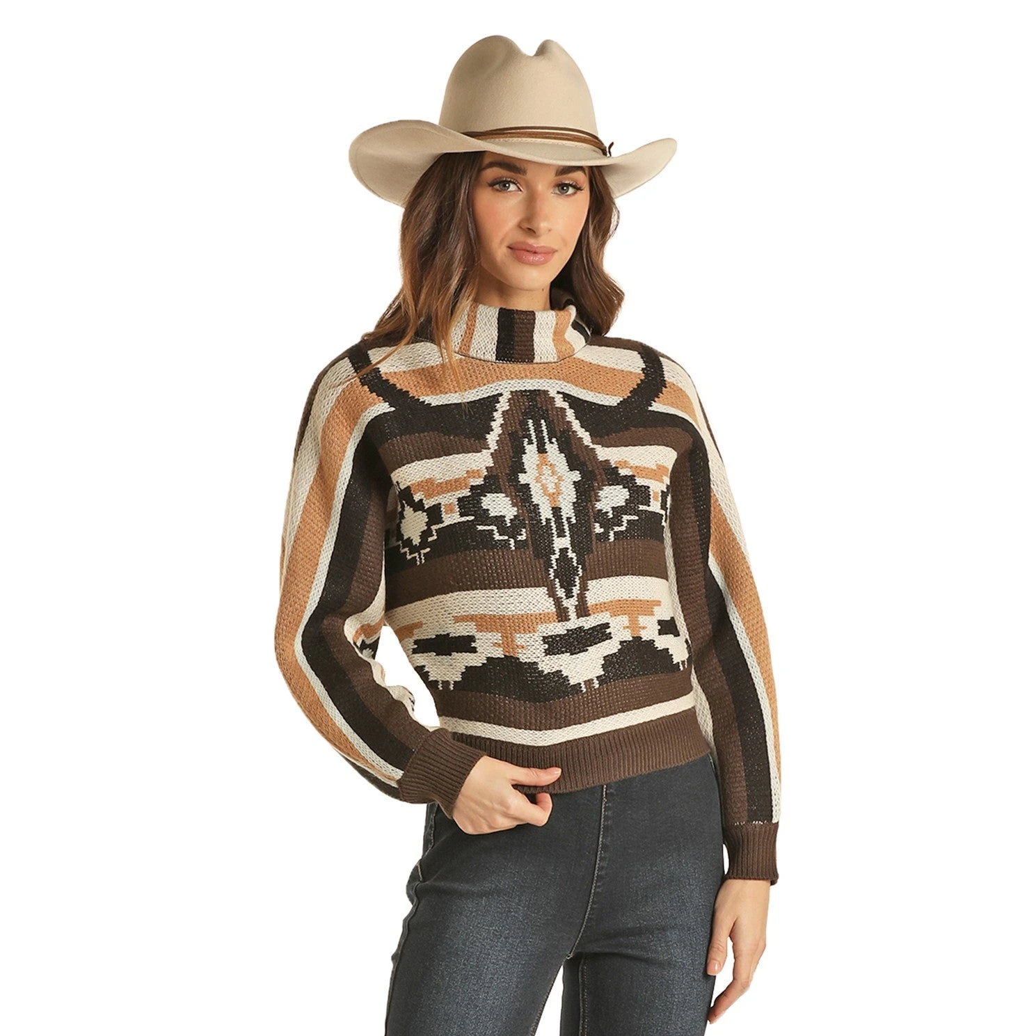 Rock & Roll Cowgirl® Ladies Long Horn Skull Sweater 46-2394 3 Rock & Roll Cowgirl® Ladies Long Horn Skull Sweater 46-2394