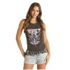 Rock & Roll Cowgirl Girl's Bull Skull Graphic Muscle Black Tank 49-3226 1 Rock & Roll Cowgirl Girl's Bull Skull Graphic Muscle Black Tank 49-3226 -WesternWearWonder 49 3226 A