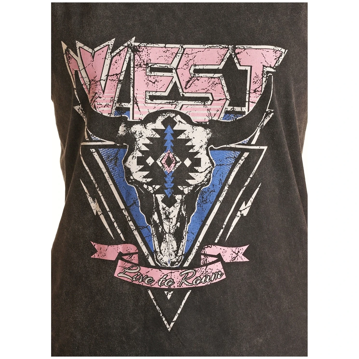 Rock & Roll Cowgirl Girl's Bull Skull Graphic Muscle Black Tank 49-3226 4 Rock & Roll Cowgirl Girl's Bull Skull Graphic Muscle Black Tank 49-3226 - Image 2