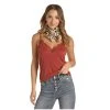 Rock & Roll Cowgirl Girl's Rib Knit Lace Trim Cami Shirt 49-8397 -WesternWearWonder 49 8397 A