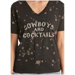 Rock & Roll Cowgirl Girl's "Cowboys And Cocktails" Graphic T-Shirt 49T3241 7 Rock & Roll Cowgirl Girl's "Cowboys And Cocktails" Graphic T-Shirt 49T3241 -WesternWearWonder 49T3241 B