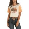 Rock & Roll Cowgirl Ladies Natural Crop Top T-Shirt 49T9904 -WesternWearWonder 49T9904 AZ