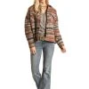 Rock & Roll Cowgirl® Ladies Aztec Boyfriend Fit Shirt Jacket 52-2052 -WesternWearWonder 52 2052