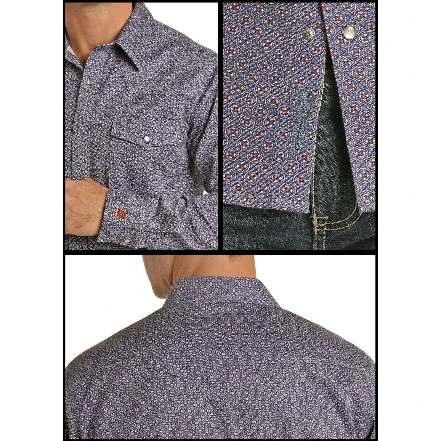 Rock & Roll Cowboy Men's Blue Fire Resistant Long Sleeve Shirt B2S6564 5 Rock & Roll Cowboy Men's Blue Fire Resistant Long Sleeve Shirt B2S6564 - Image 3