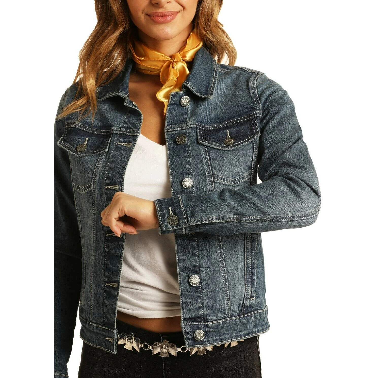 Rock & Roll Cowgirl Ladies Denim Long Sleeve Jacket 52-6206 3 Rock & Roll Cowgirl Ladies Denim Long Sleeve Jacket 52-6206