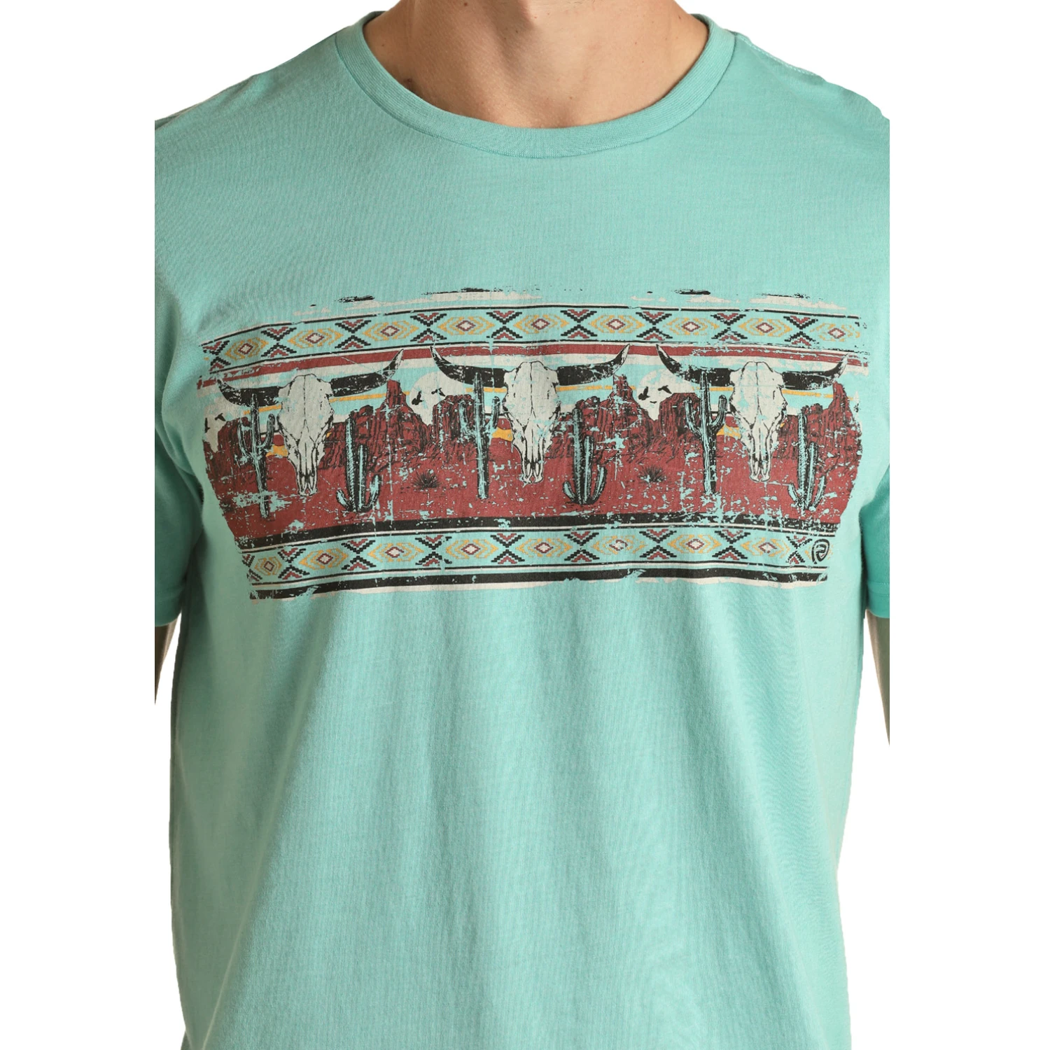 Rock & Roll Cowboy Men's Western Turquoise Graphic T-Shirt RRMT21RZME-86 4 Rock & Roll Cowboy Men's Western Turquoise Graphic T-Shirt RRMT21RZME-86 - Image 2