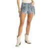 Rock & Roll Cowgirl Juniors High Rise Fringe Denim Shorts 68H3693 2 Rock & Roll Cowgirl Juniors High Rise Fringe Denim Shorts 68H3693 -WesternWearWonder 68H3693