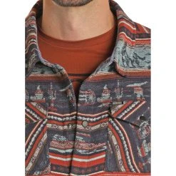Rock & Roll Cowboy Men's Aztec Western Jacquard Shirt Jacket 92-1113 -WesternWearWonder 92 1113 B