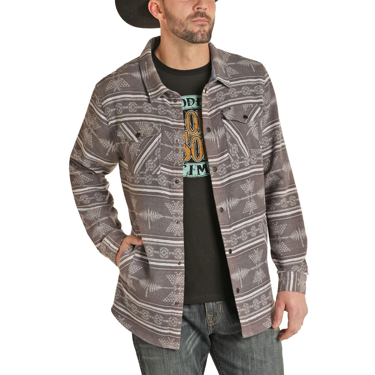 Rock & Roll Cowboy Men's Brushed Twill Jacquard Shirt Jacket 92-1117 3 Rock & Roll Cowboy Men's Brushed Twill Jacquard Shirt Jacket 92-1117