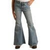 Rock & Roll Denim Girls Pull-On Blue Light Wash Bell Bottoms RRGD7PRZSZ -WesternWearWonder 956 5 65