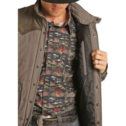 Rock & Roll Cowboy Men's Performance Nylon & Corduroy Grey Vest 98-1109 7 Rock & Roll Cowboy Men's Performance Nylon & Corduroy Grey Vest 98-1109 -WesternWearWonder 98 1109 B
