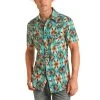 Rock & Roll Cowboy Men's Short Sleeve Brown Aztec Print Snap Shirt B1S3320 -WesternWearWonder B1S3320