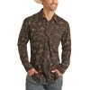 Rock & Roll Cowboy Long Sleeve Desert Print Orange Snap Shirt B2S3305 1 Rock & Roll Cowboy Long Sleeve Desert Print Orange Snap Shirt B2S3305 -WesternWearWonder B2S3305
