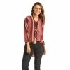 Rock & Roll Cowgirl Women's Pink And Black Aztec Hi Lo Shirt -WesternWearWonder B4 2554