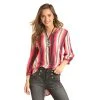 Rock & Roll Women's Hi Lo 3/4 Sleeve Pink Shirt -WesternWearWonder B4 4517 A