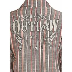 Rock & Roll Cowgirl Ladies Stripe Button Down Long Sleeve Shirt B4B4505 -WesternWearWonder B4B4505 BZ