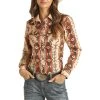 Rock & Roll Cowgirl® Ladies Aztec Print Long Sleeve Snap Shirt B4S3304 -WesternWearWonder B4S3304 AZ 06145.1647892921