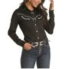 Rock & Roll Cowgirl Ladies "Howdy Y'all" Black Snap Shirt B4S8416-01 1 Rock & Roll Cowgirl Ladies "Howdy Y'all" Black Snap Shirt B4S8416-01 -WesternWearWonder B4S8416 A
