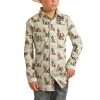 Rock & Roll Denim Boy's Cactus Desert Scene Aqua Snap Shirt B8S3325