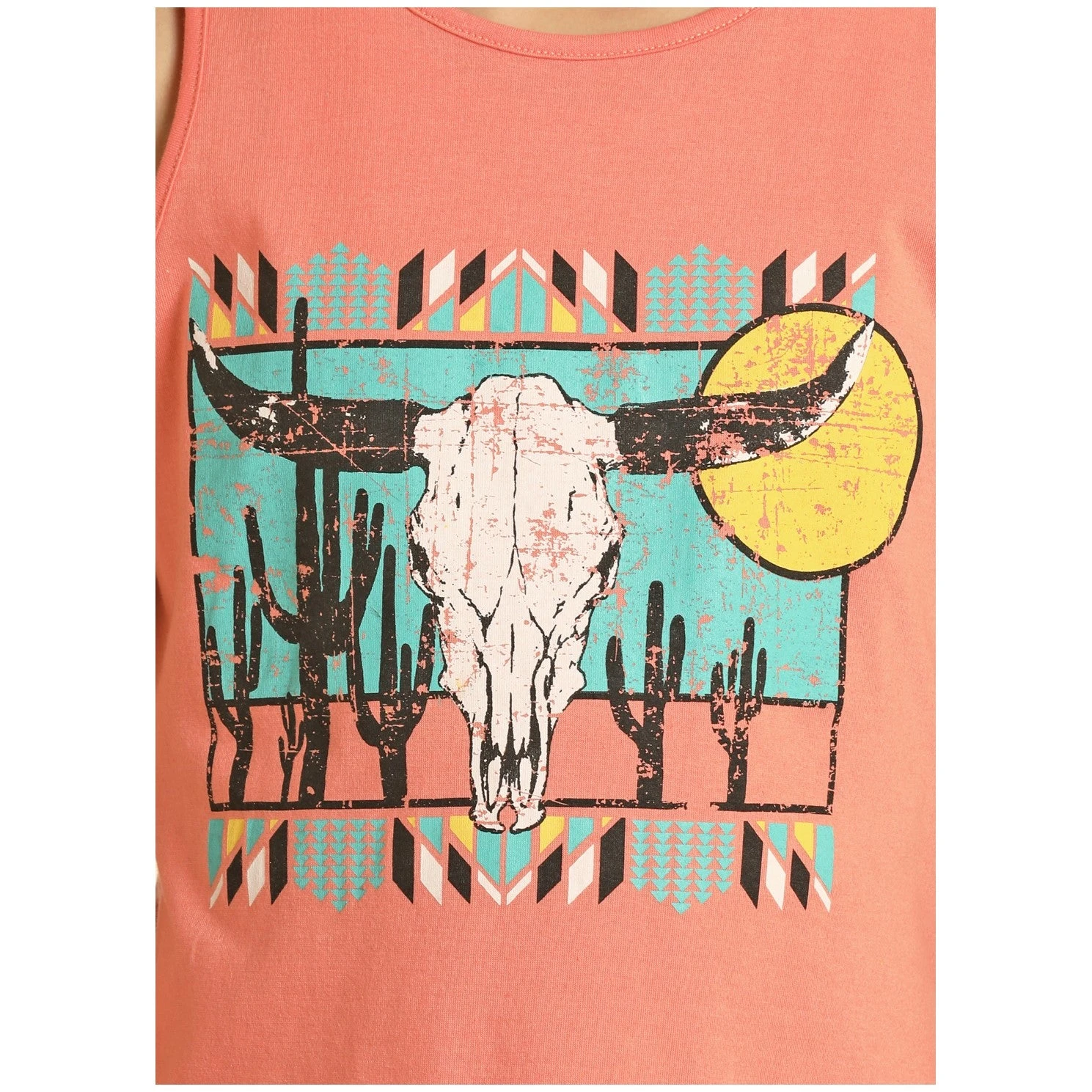 Rock & Roll Cowgirl Girl's Skull Print Graphic Corral Tank Top G1-9237 4 Rock & Roll Cowgirl Girl's Skull Print Graphic Corral Tank Top G1-9237 - Image 2