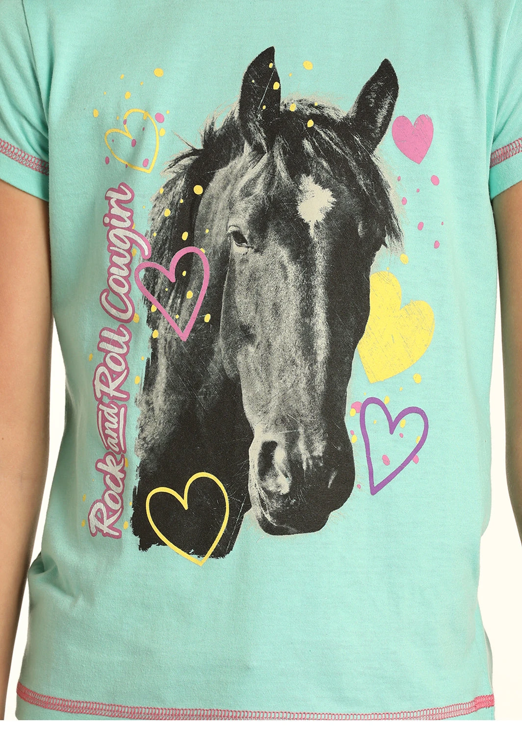 Rock & Roll Cowgirl Children's Horse Graphic Seafoam T-Shirt G3T4645 4 Rock & Roll Cowgirl Children's Horse Graphic Seafoam T-Shirt G3T4645 - Image 2
