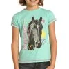 Rock & Roll Cowgirl Children's Horse Graphic Seafoam T-Shirt G3T4645