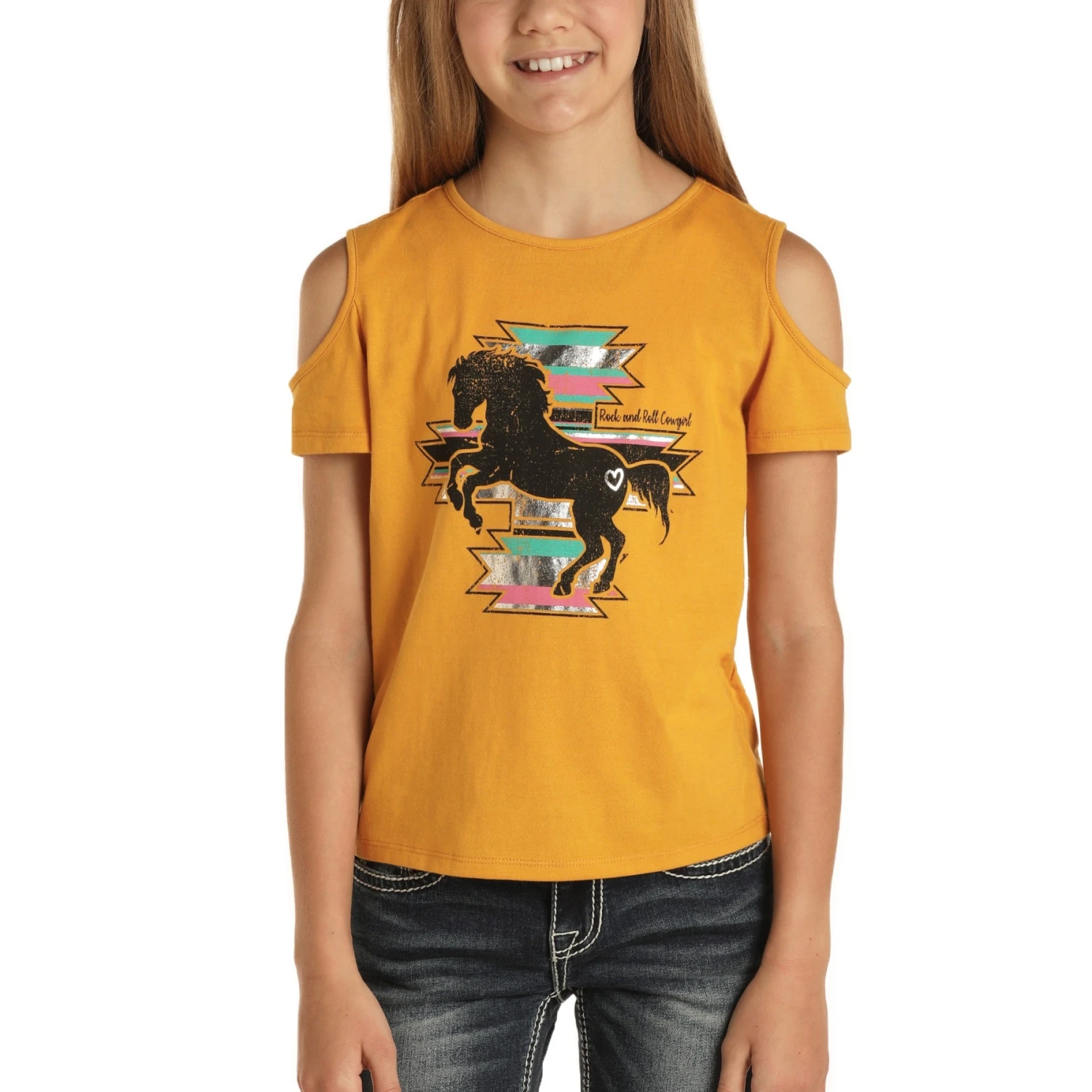 Rock & Roll Cowgirl Children's Horse Graphic Yellow T-Shirt G3T8126 3 Rock & Roll Cowgirl Children's Horse Graphic Yellow T-Shirt G3T8126