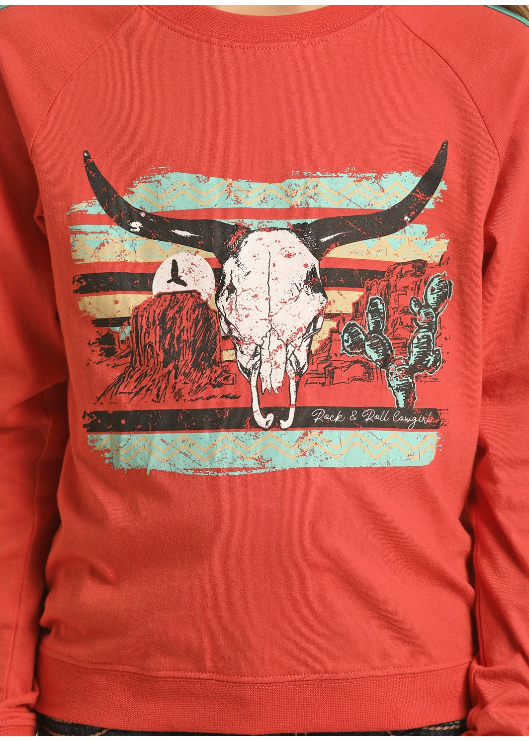 Rock & Roll Cowgirl Children's Cow Skull Fuchsia Sweatshirt G4T1552-95 4 Rock & Roll Cowgirl Children's Cow Skull Fuchsia Sweatshirt G4T1552-95 - Image 2