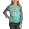 Rock & Roll Cowgirl Children's Aztec Turquoise Sweatshirt G4T1554-86 -WesternWearWonder G4T1554