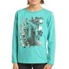 Rock & Roll Cowgirl Girls Horse Graphic Long Sleeve Teal T-Shirt G4T3315 -WesternWearWonder G4T3315