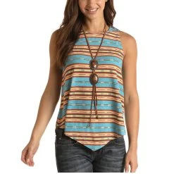 Panhandle White Label Ladies Stripe Print Multi-Color Tank Top L7T3445