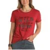 Panhandle Ladies Little Bit Wild Little Bit Western Print Red T-shirt L9T3425 -WesternWearWonder L9T3425 A