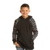 Rock & Roll Cowboy Boy's Black Aztec Sleeve Hoodie P4H6340 2 Rock & Roll Cowboy Boy's Black Aztec Sleeve Hoodie P4H6340 -WesternWearWonder P4H6340