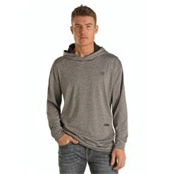 Rock & Roll Denim® Men's Logo Grey Long Sleeve Hoodie P8H1532