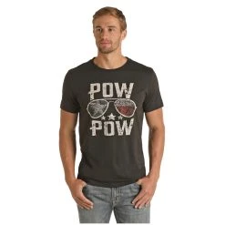 Rock & Roll Cowboy® Men's Dale Brisby "Pow Pow" Black T-Shirt P9-3362