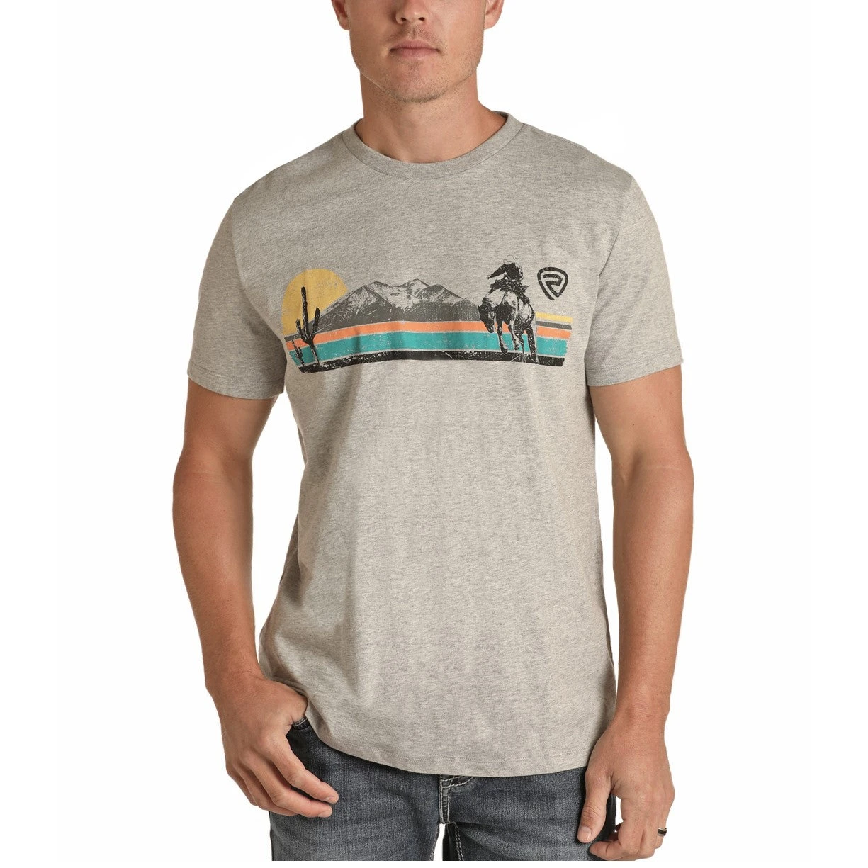 Rock & Roll Cowboy Mens Graphic Grey Short Sleeve Shirt P9-8004 3 Rock & Roll Cowboy Mens Graphic Grey Short Sleeve Shirt P9-8004