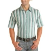 Panhandle Select® Men's Aqua Serape Stripe Button Down Shirt PSMS1SRZ6C-38 1 Panhandle Select® Men's Aqua Serape Stripe Button Down Shirt PSMS1SRZ6C-38 -WesternWearWonder PSMS1SRZ6C 38
