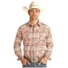 Rock & Roll Cowboy Men's Horizontal Distressed Aztec Snap Shirt R0S3281 1 Rock & Roll Cowboy Men's Horizontal Distressed Aztec Snap Shirt R0S3281 -WesternWearWonder R0S3281