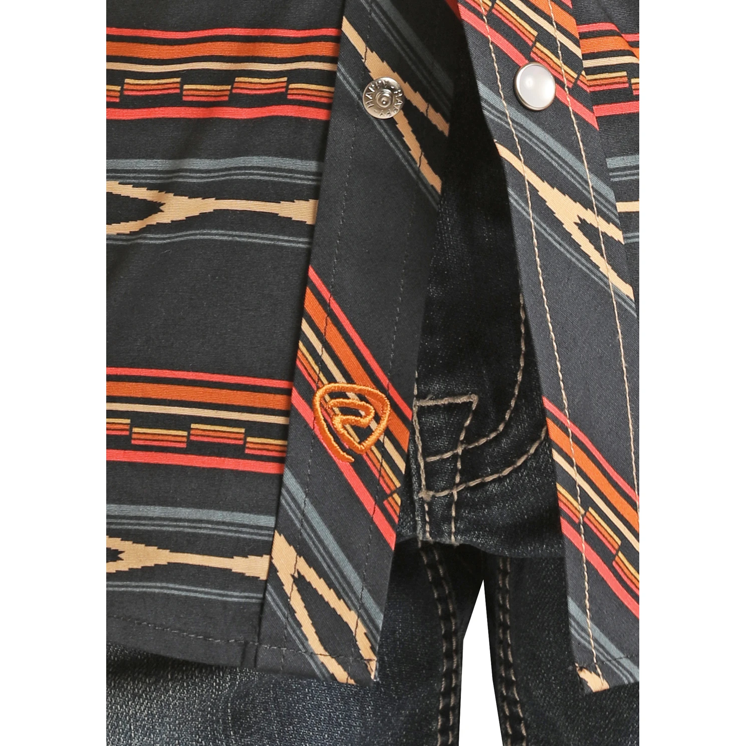 Rock & Roll Cowboy® Youth Boy's Navy Aztec Snap Up Shirt RRBSOSR08U 4 Rock & Roll Cowboy® Youth Boy's Navy Aztec Snap Up Shirt RRBSOSR08U - Image 2