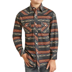 Rock & Roll Cowboy® Youth Boy's Navy Aztec Snap Up Shirt RRBSOSR08U