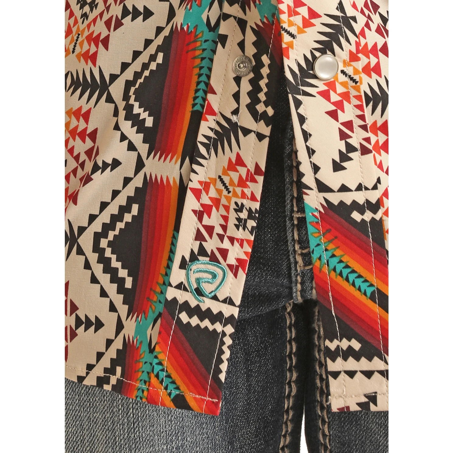 Rock & Roll Cowboy Kid's Aztec Poplin Print Snap Shirt RRBSOSRZ0Z-12 4 Rock & Roll Cowboy Kid's Aztec Poplin Print Snap Shirt RRBSOSRZ0Z-12 - Image 2