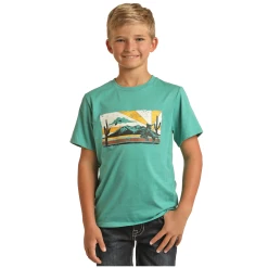 Rock & Roll® Youth Boy's Turquoise Desert Print T-Shirt RRBT21R064-86